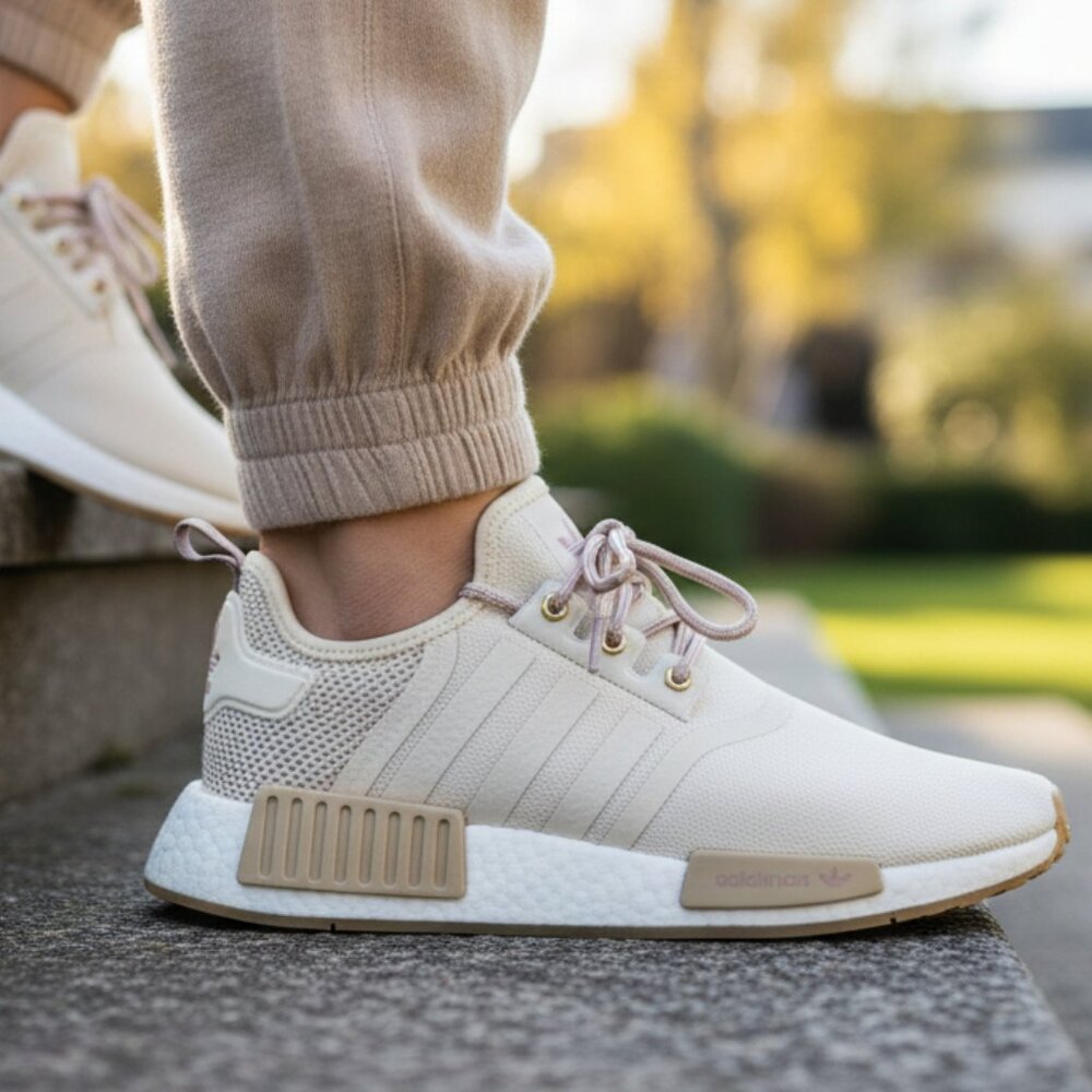 New ADIDAS ORIGINALS NMDR1 WOMENS SNEAKERS Shoes Linen Beige Mauve size 9.5